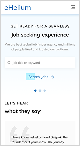 eHelium landing page mobile design