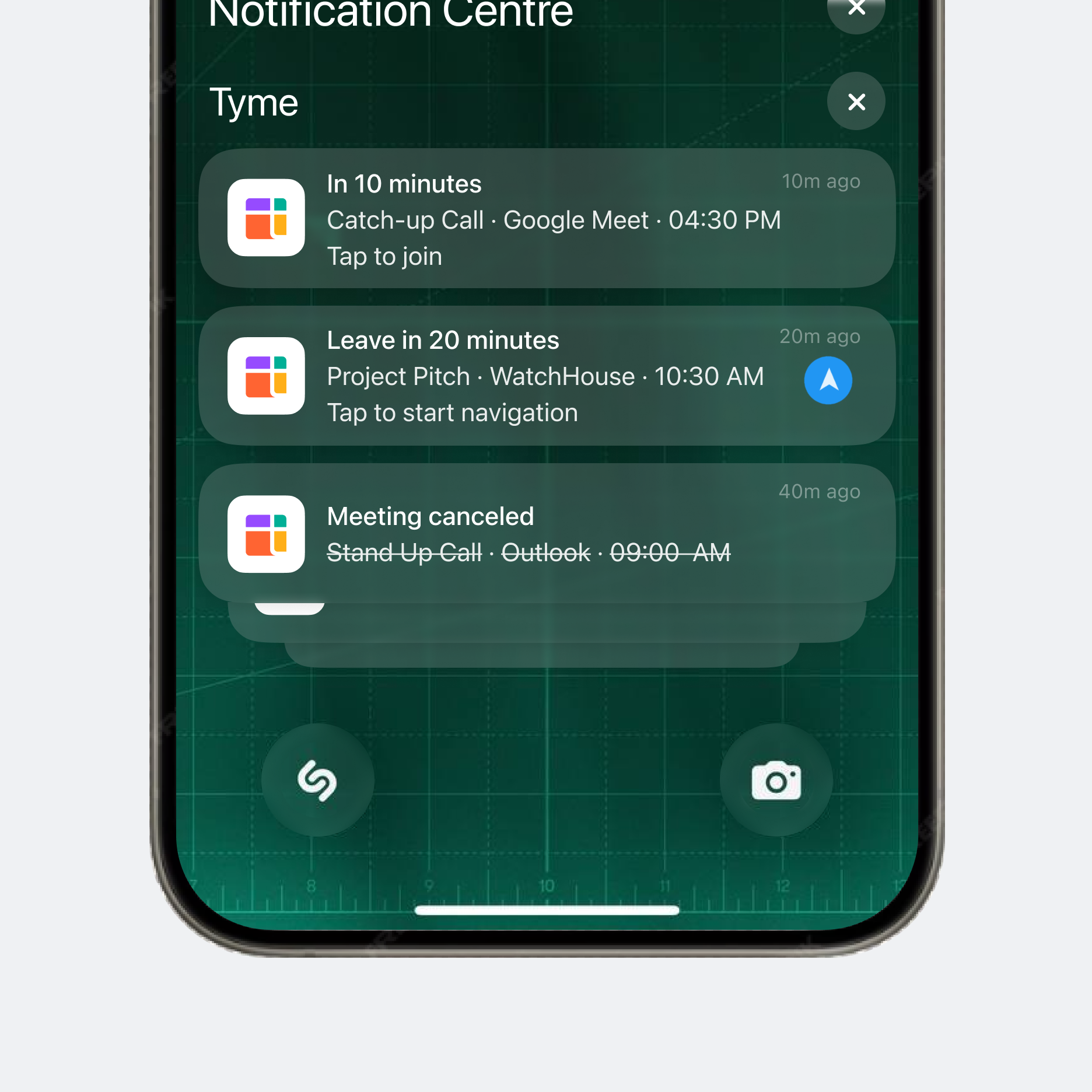 Tyme smart notification types
