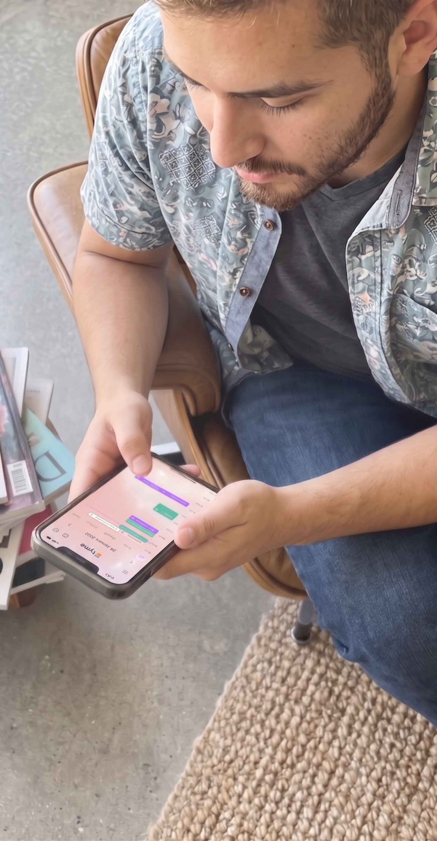 Participant testing Tyme on phone